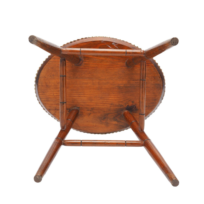 Oval Windsor stool with leather seat (c. 1825-50)