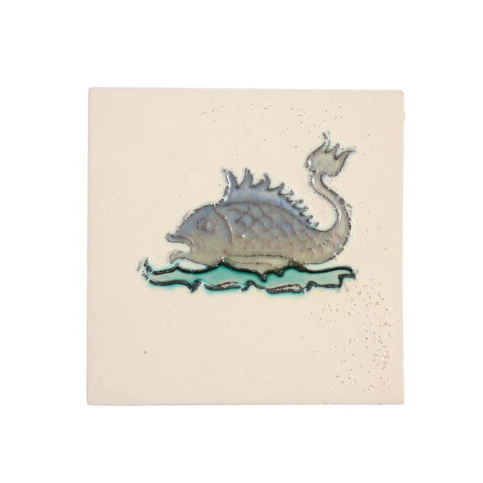 Set of 5 Belgian faience tiles of imaginary fish (c. 1920)