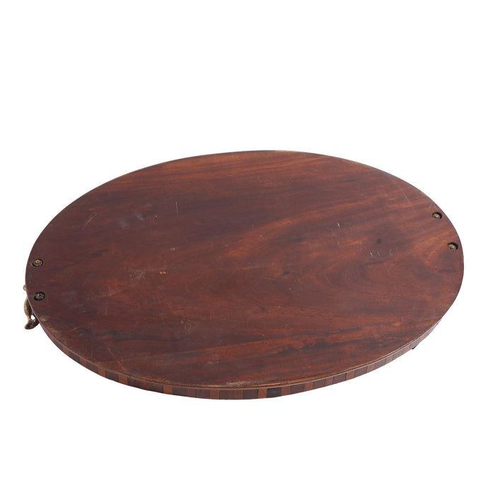English inlaid serving tray with brass handles (c. 1800's)
