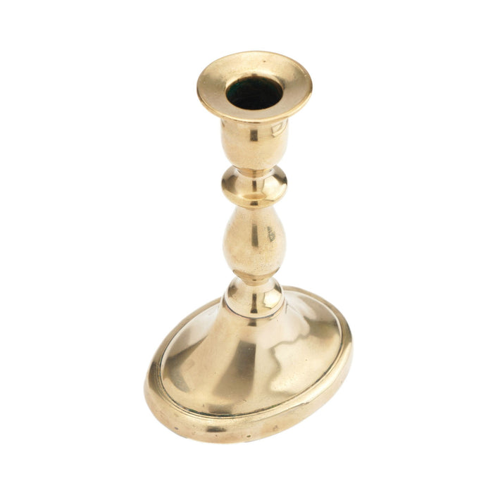 English cast brass oval base candlestick by William A. Harrison (1791-1818)