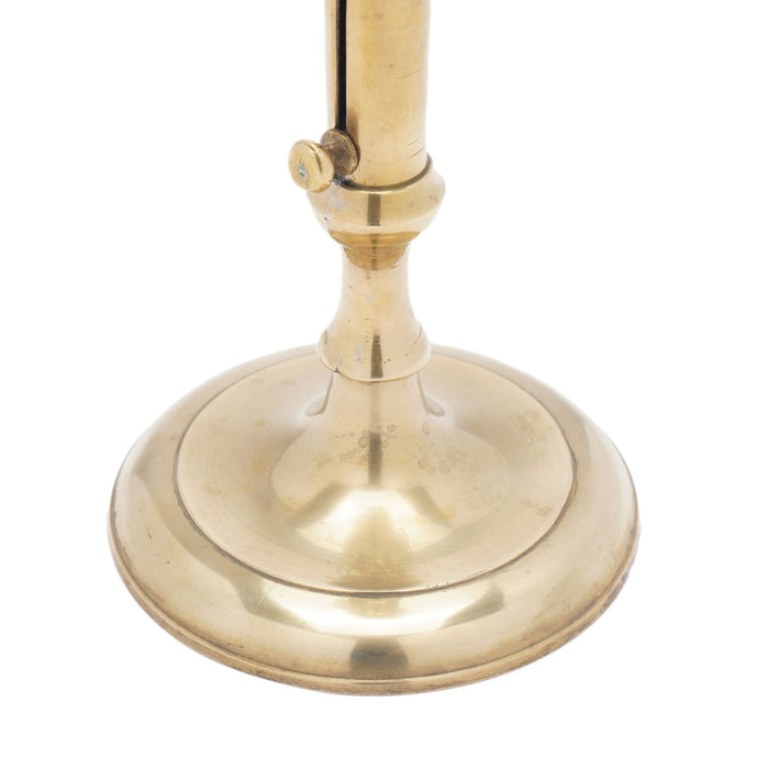 English Georgian cast brass cannon barrel candlestick (c. 1740)