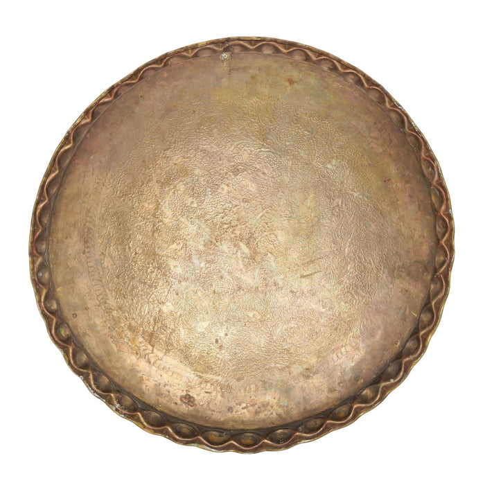 Large Anglo-Indian engraved brass tray (c. 1920)