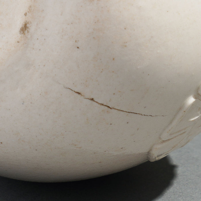 English salt glazed white stoneware water bottle by G.R. Booth & Co (c. 1839-1844)