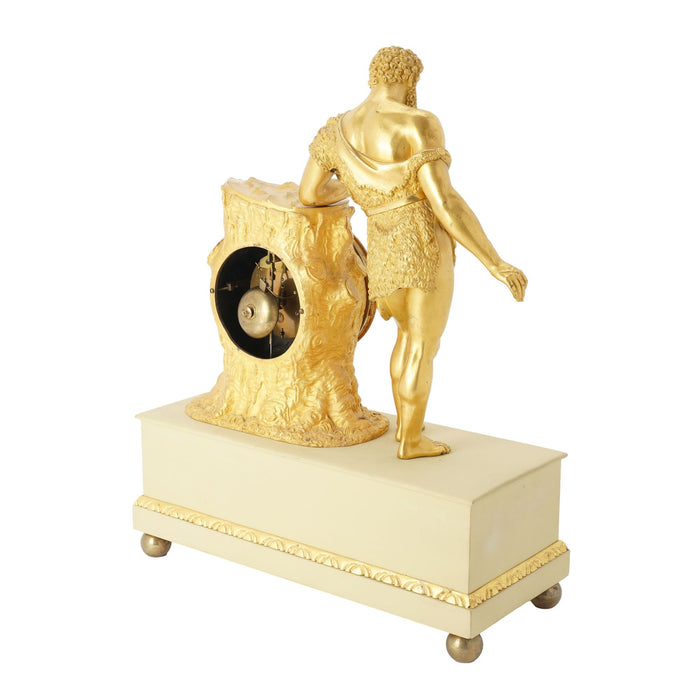 French Charles X period fire gilt bronze mantel clock (c. 1820-30)