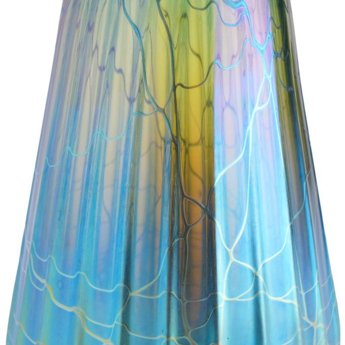 Contemporary iridescent blue blown glass vase by Mayauel Ward (2015)