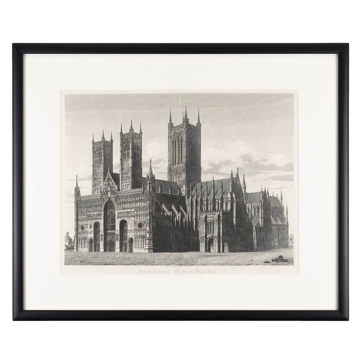 Pair of engravings of English gothic churches by John Coney (1819)