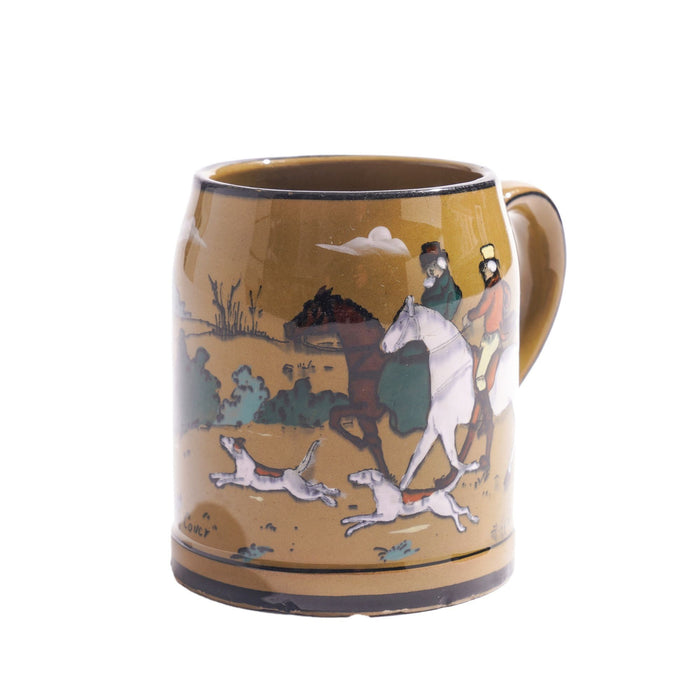 Deldare Ware "Breaking Cover" hunt scene mug by Buffalo Pottery (1908)