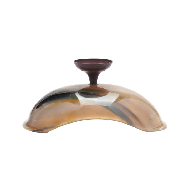 Buffalo horn bowl on pedestal