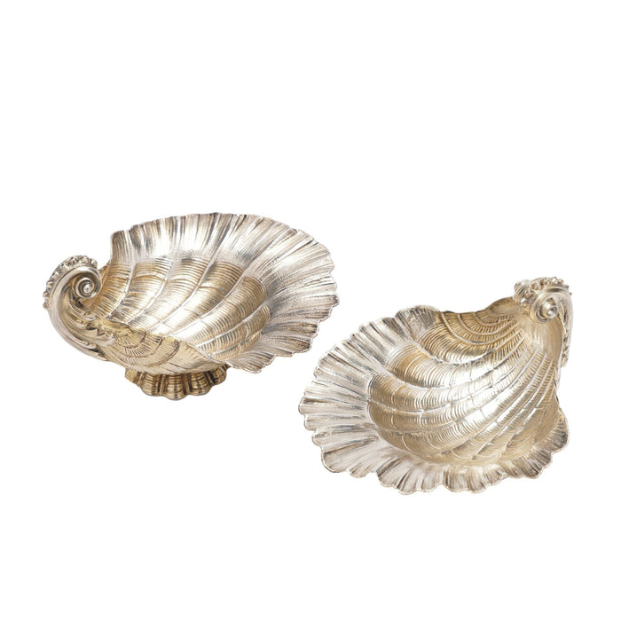 Pair of silver vermeil shell form open salts by Wilkens (c. 1880)