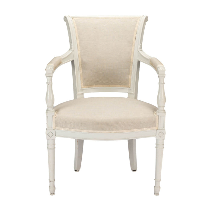 French Academic Revival Louis XVI style painted & upholstered armchair (1910-30)