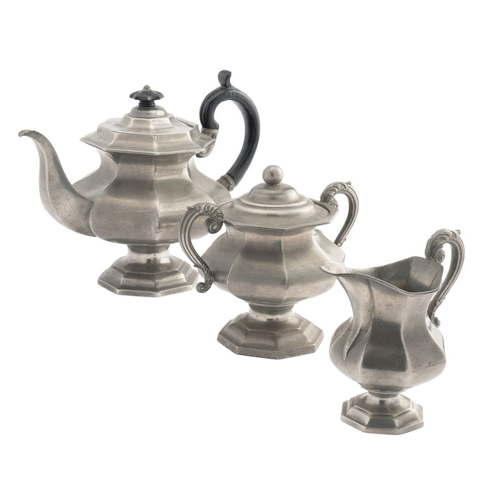 Dixon & Son 3 piece English pewter coffee service (c. 1830)