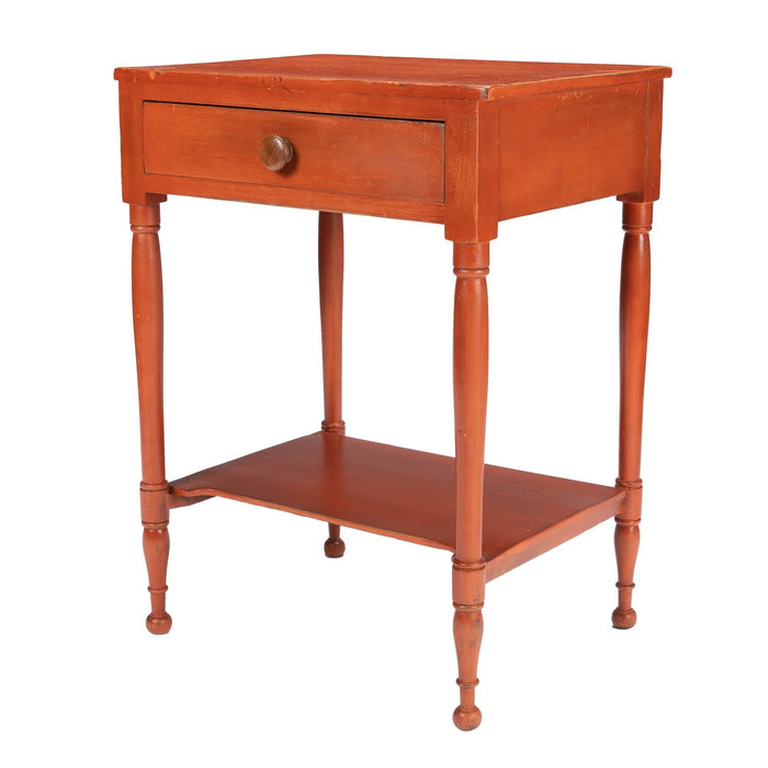 American Sheraton oxide stained one drawer stand with stretcher shelf (c. 1820)