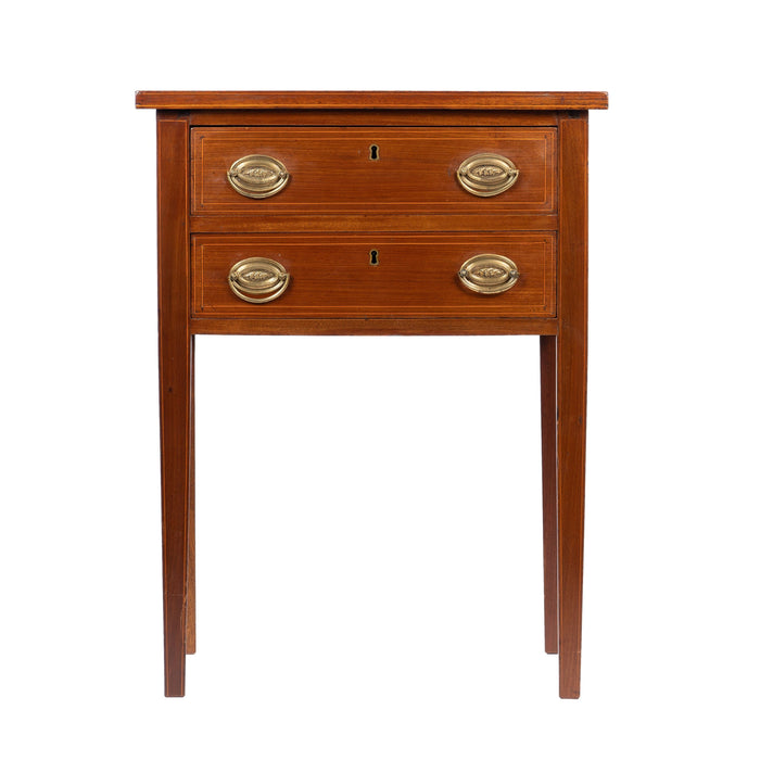 American Hepplewhite Mahogany Two Drawer Stand (1800's)