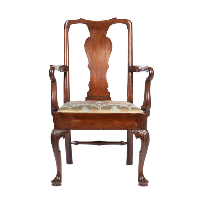 English Georgian mahogany armchair with upholstered slip seat (c. 1720)