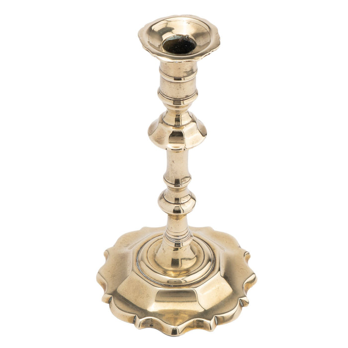 English cast brass Queen Anne candlestick (1750)