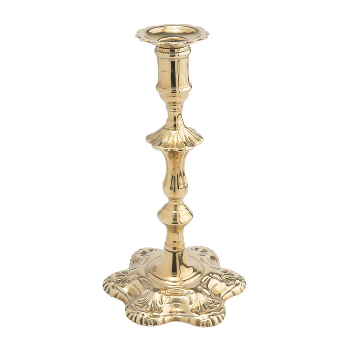 English shell base Queen Anne candlestick (1760)