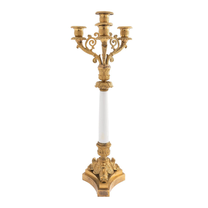 French gilt bronze & opaline glass candelabra (c. 1815)