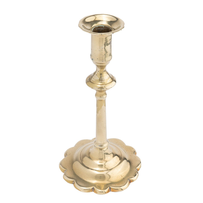 Cast brass Queen Anne candlestick (c. 1750)