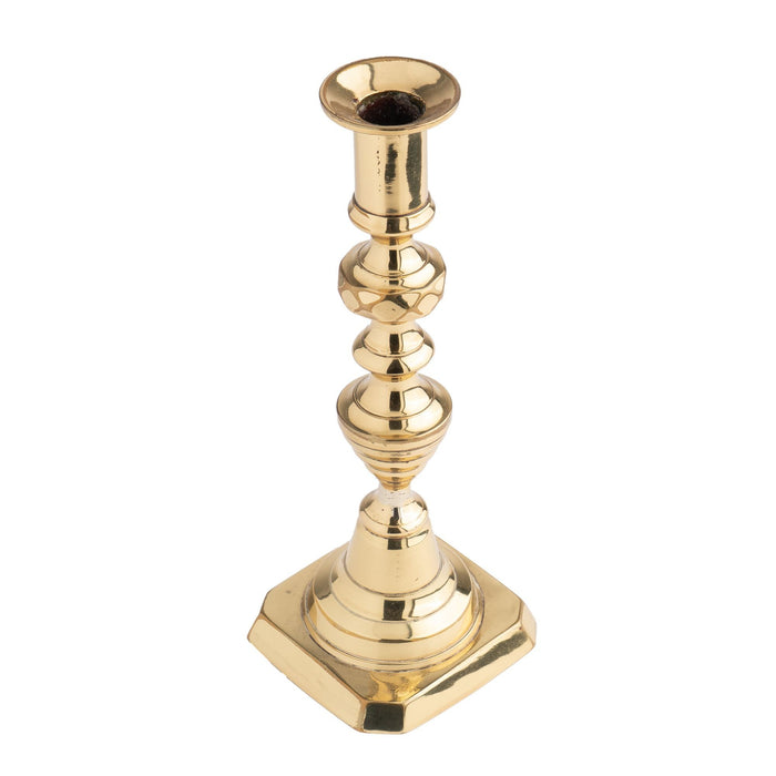 English cast brass beehive push-up candlestick (c. 1840)