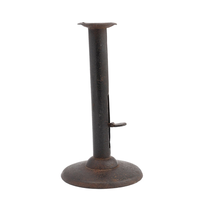 American iron hog scraper candlestick with slide candle ejector (1800's)