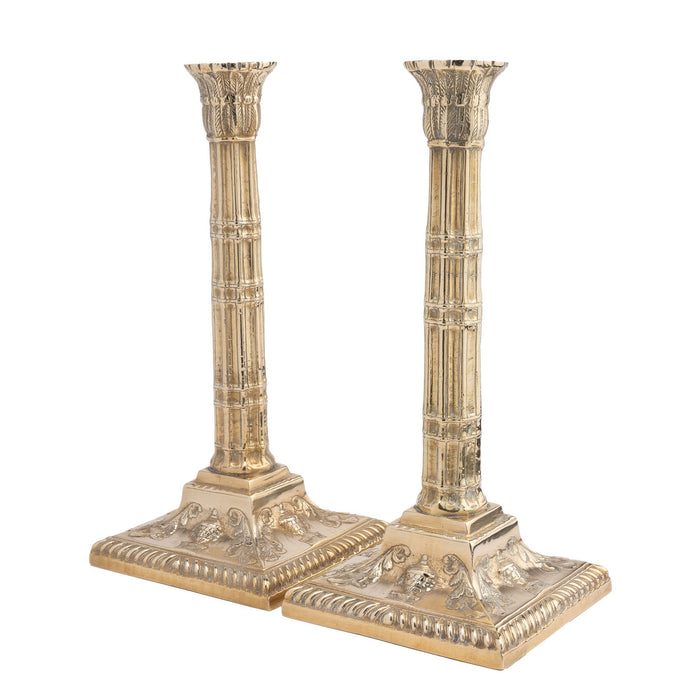 Pair of cast cluster column candlesticks by Martin, Hall & Co Ltd (1850-75)