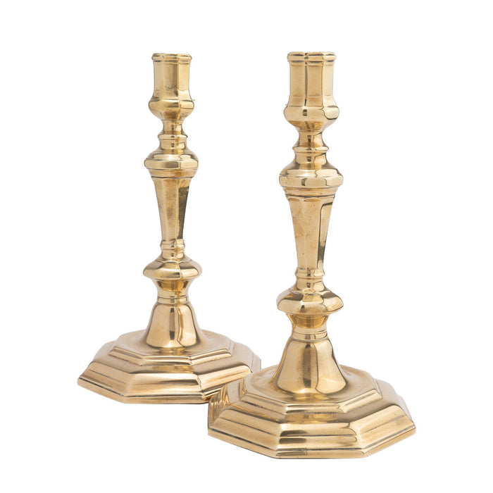 Pair of French octagonal brass candlesticks (1750's)