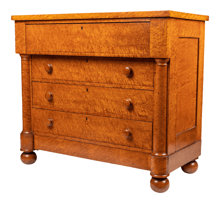 American Neoclassic bird's eye maple four drawer chest (1820)