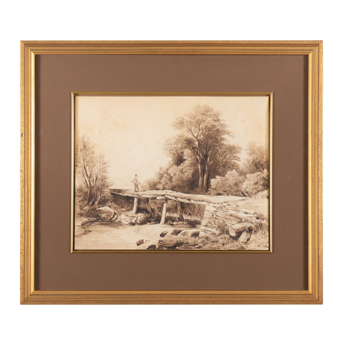 Pair of anonymous English sepia landscapes (1850's)