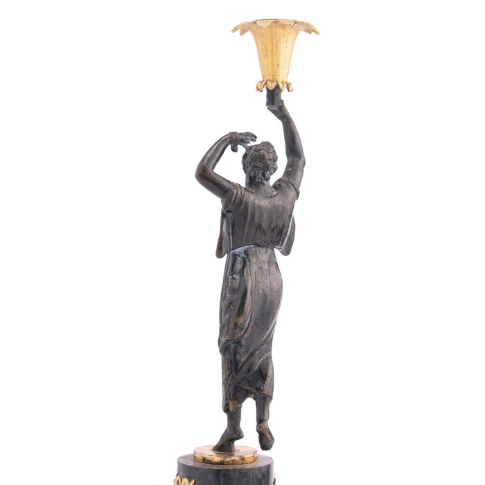 French Empire parcel gilt bronze figural candlestick (1800-1810)