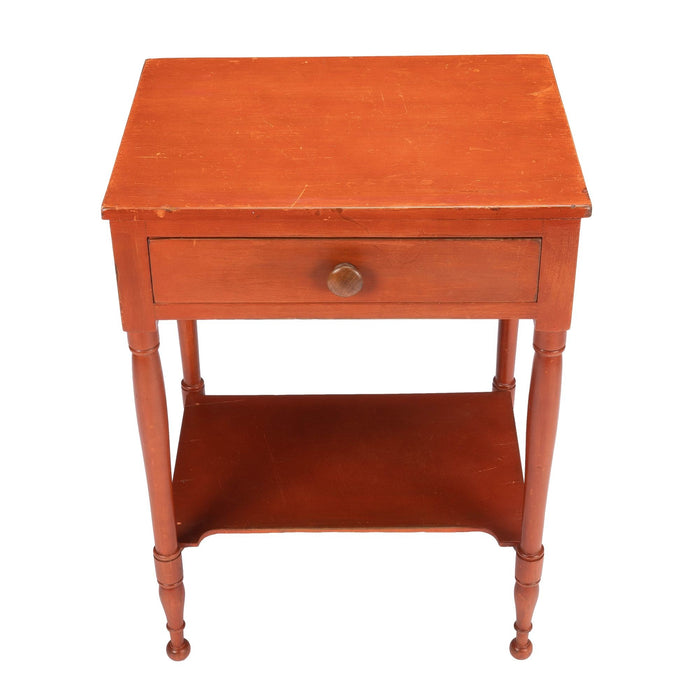 American Sheraton oxide stained one drawer stand with stretcher shelf (c. 1820)