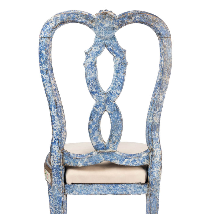 Italian Baroque "Queen Anne" slip seat side chair in original painted decoration (1700's)