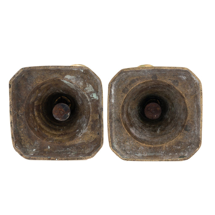 Pair of English cast brass beehive candlesticks (1830)