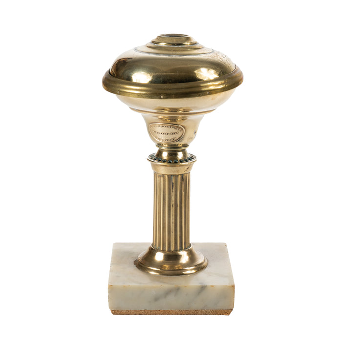 Small brass astral lamp on a square marble base by Dietz & Co (1840)