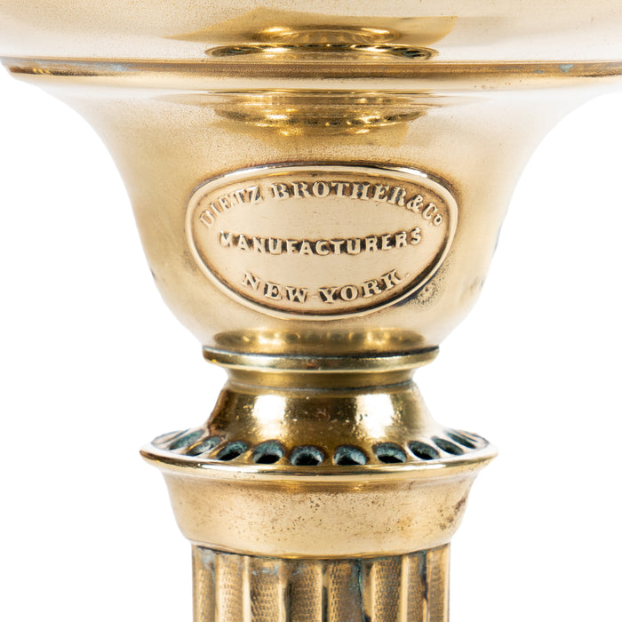 Small brass astral lamp on a square marble base by Dietz & Co (1840)