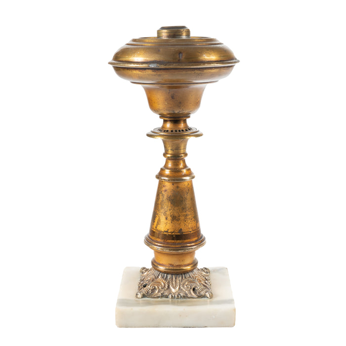 American brass astral lamp on marble base (1840)