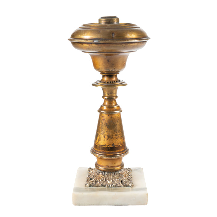 American brass astral lamp on marble base (c. 1840)