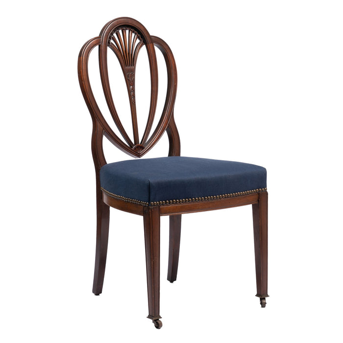 Pair of American Academic Revival Federal mahogany heart back side chairs (1900-25)