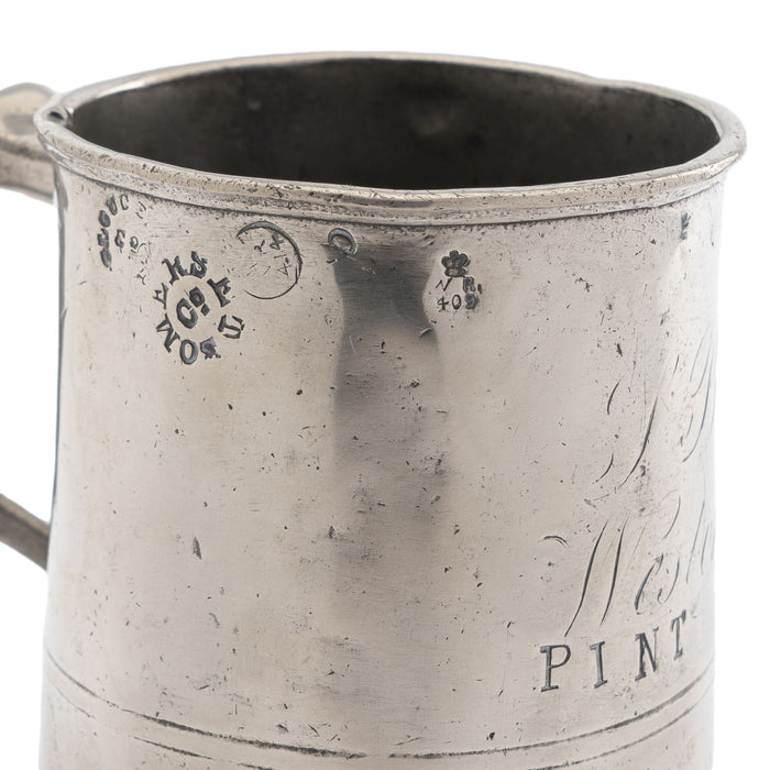English George III pewter pint mug (1775-1800)