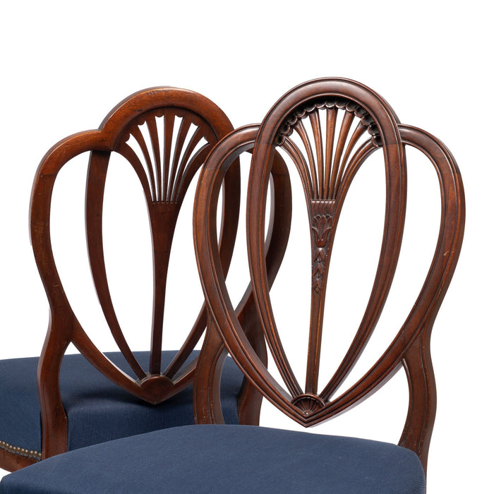 Pair of American Academic Revival Federal mahogany heart back side chairs (1900-25)