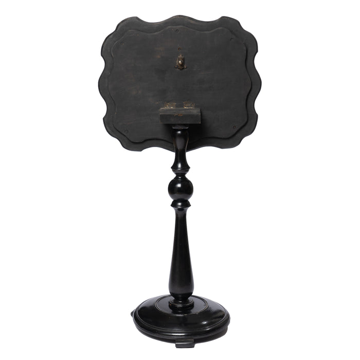 English papier maché tilt top candle stand (1860)