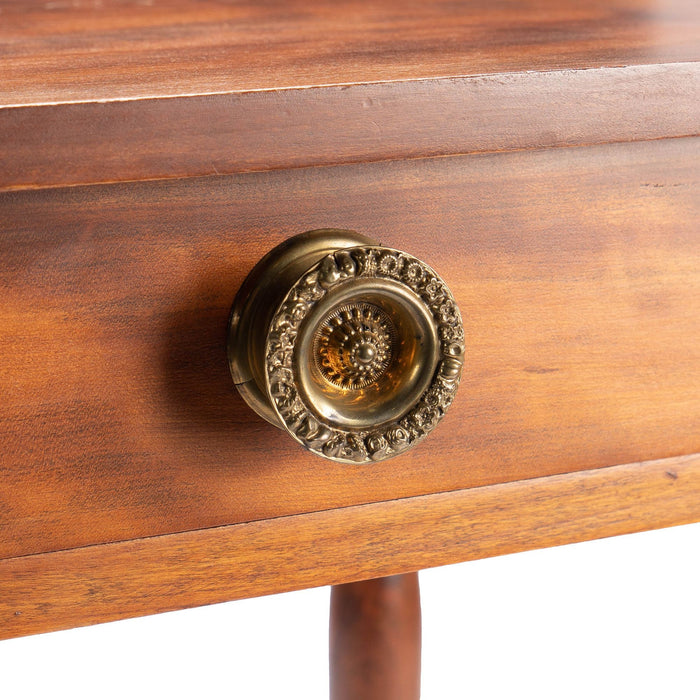 American Sheraton curly cherry wood one drawer stand (c. 1820)