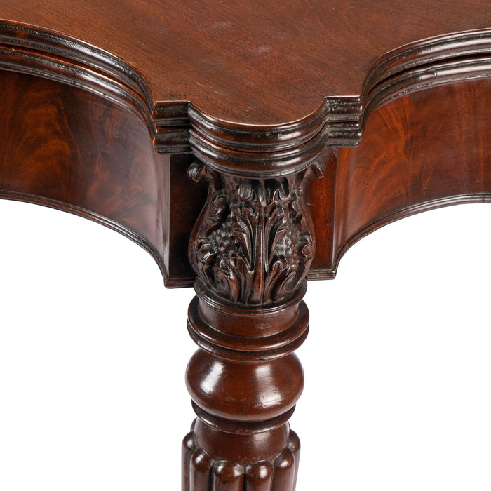 Samuel Field MacIntire (attributed) mahogany flip top game table on turned & reeded legs (1810-15)