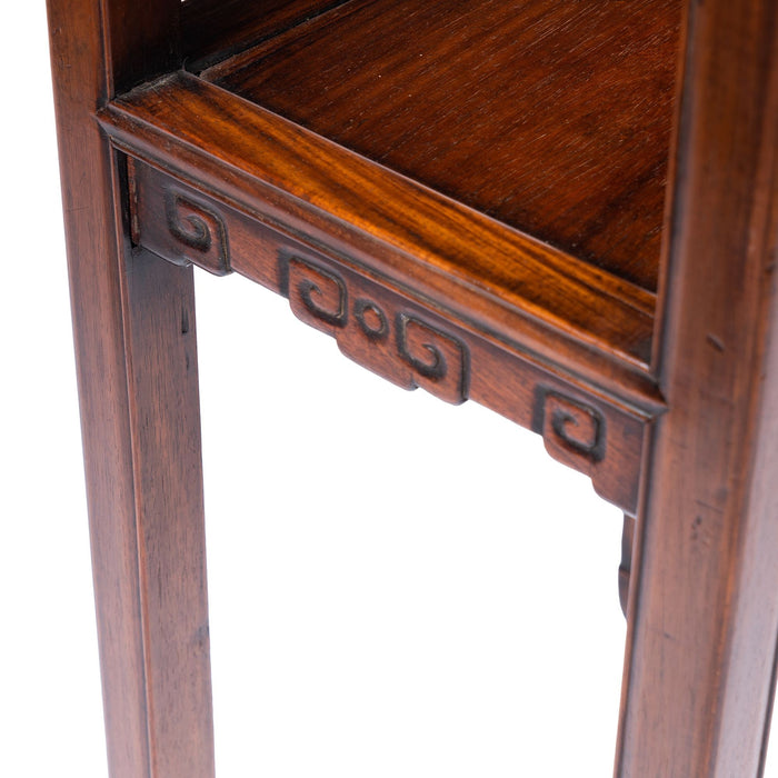 Pair of Chinese rosewood tea tables with marble tops (1850-1900)