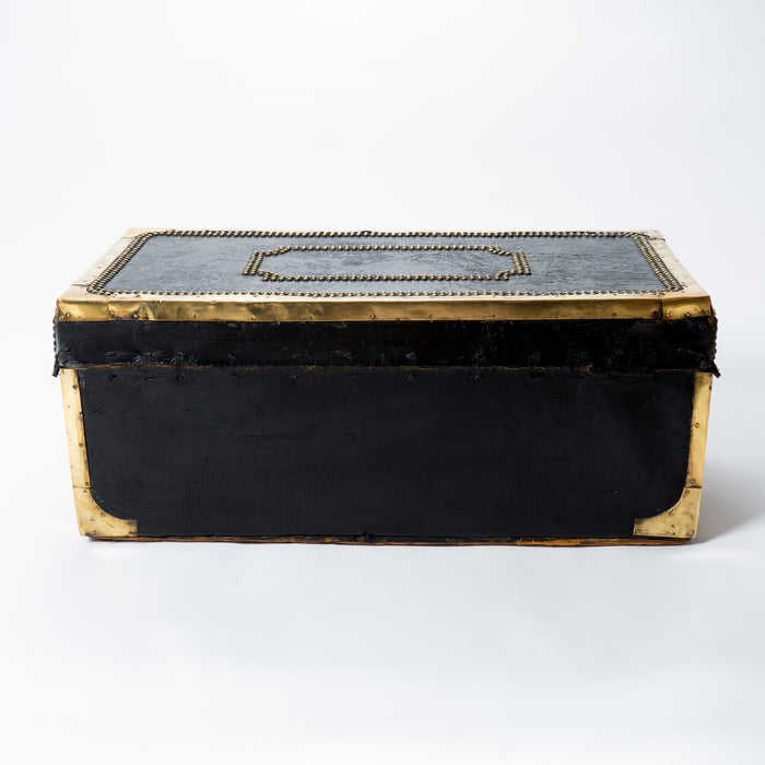 Chinese black leather camphor wood trunk (1830)