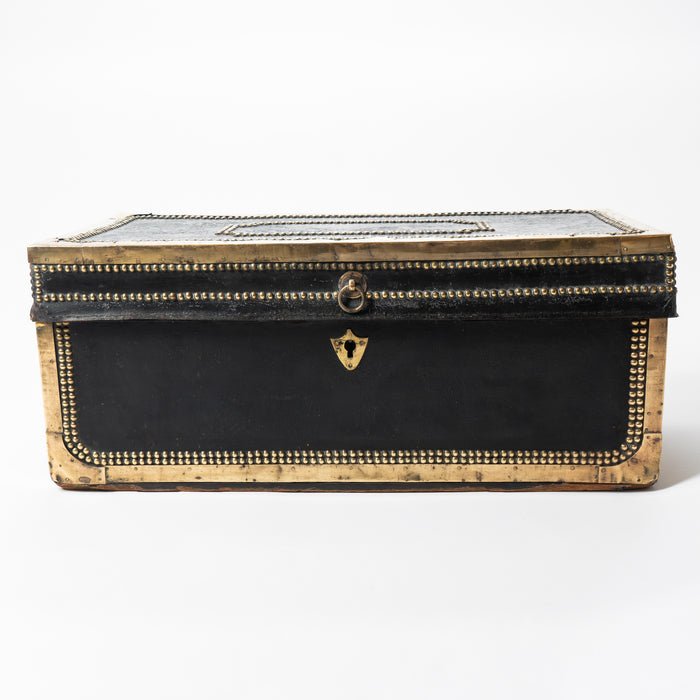 Chinese black leather camphor wood trunk (1830)