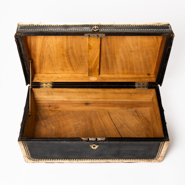 Chinese black leather camphor wood trunk (1830)