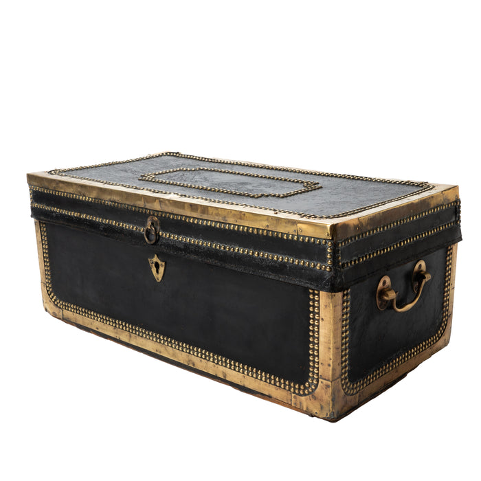 Chinese black leather camphor wood trunk (1830)