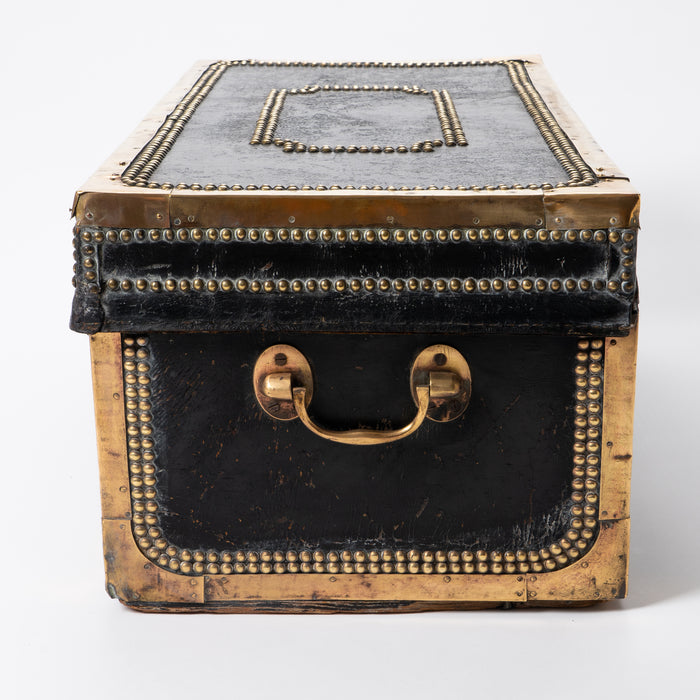 Chinese black leather camphor wood trunk (1830)