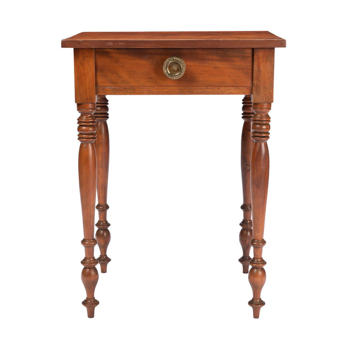 American Sheraton curly cherry wood one drawer stand (c. 1820)