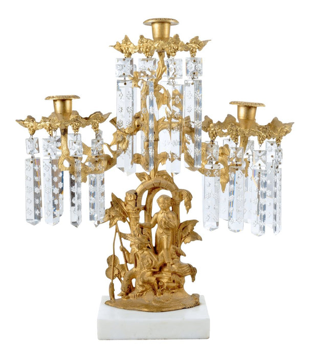 American gilt brass girandole candelabra by Cornelius & Co (1840)